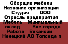 Сборщик мебели › Название организации ­ Студия 71 , ООО › Отрасль предприятия ­ Мебель › Минимальный оклад ­ 1 - Все города Работа » Вакансии   . Ненецкий АО,Топседа п.